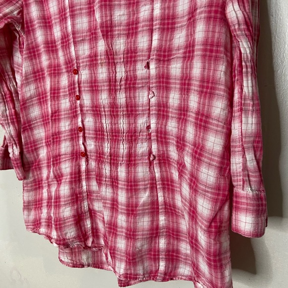 Sundance Women’s Size Large Red White Plaid Button Up Shirt - Picture 6 of 10